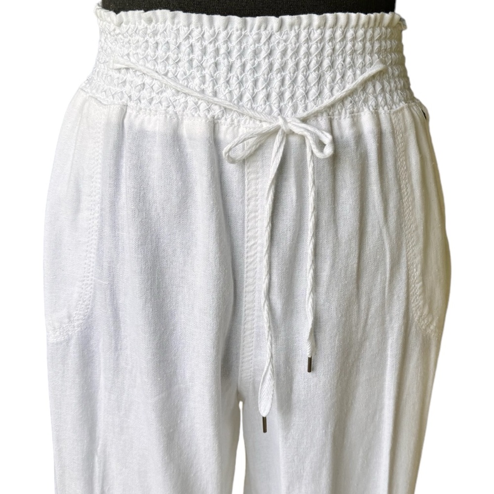 Cavallini  Linen Pants High Waisted Straight Leg Drawstring Pants with Pockets - Picture 4 of 7